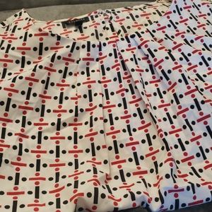 Tablot red,black,and white shirt